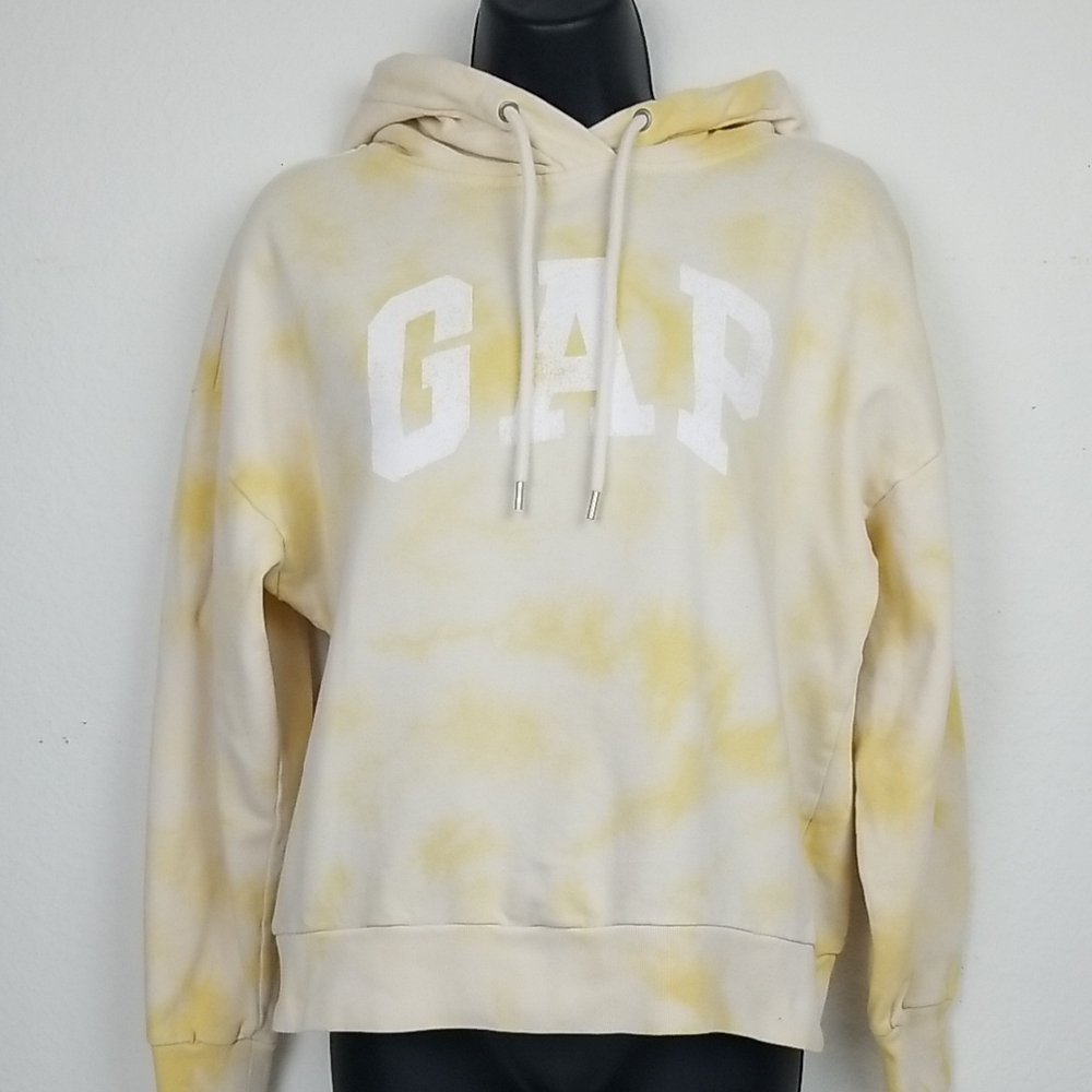 GAP Men's Cream and Yellow Hoodie Sweater